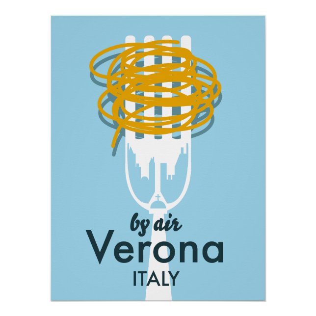Póster Por Air Verona Itália, poster de viagens retrô. (Frente)