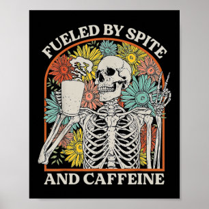 Poster Por Cafeine Skeleton Halloween Coffee