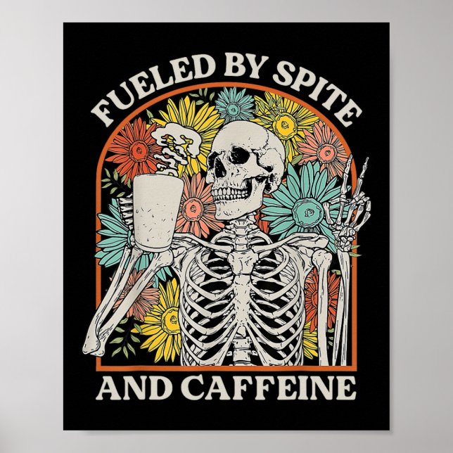 Poster Por Cafeine Skeleton Halloween Coffee (Frente)