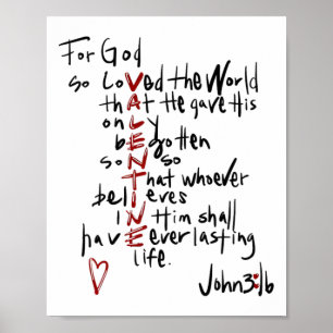 Poster Por Deus Amou Tanto o Mundo Versículo Bíblico Jesu