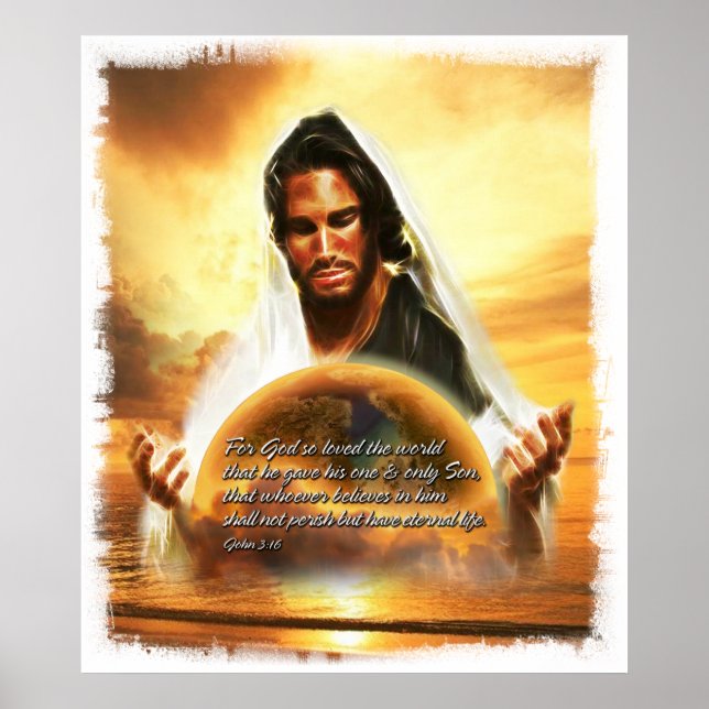 Póster Por Deus tão amado pelo mundo... John 3:16 (Frente)