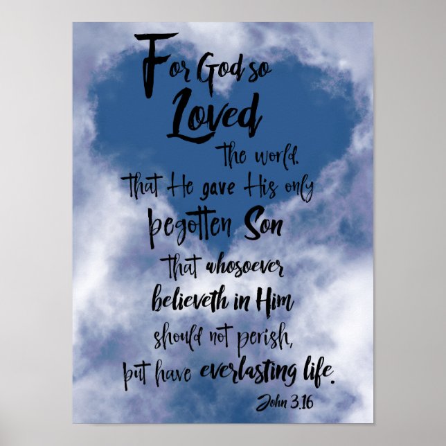 Poster Por Deus tão amado pelo mundo John 3.16 KJV (Frente)