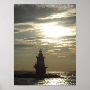 Póster Por do sol 3 do farol do ponto de Oriente