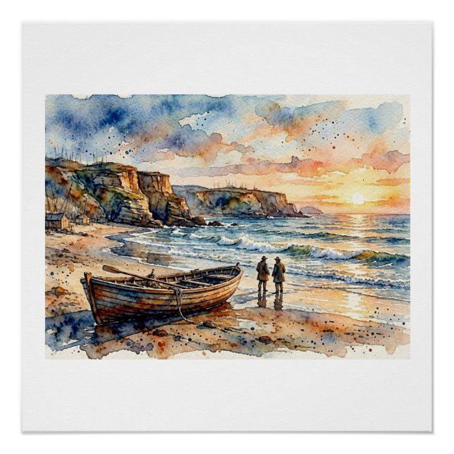 Póster Pôr do sol à beira-mar,  (Frente)