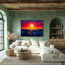 Pôr do Sol Abstrato Vívido Sobre Ondas Ondulantes 