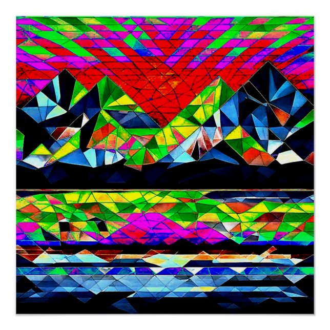 Póster Pôr do Sol Angular Refletido 1 (Frente)