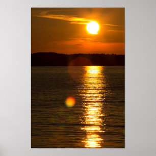 Póster Por do sol, baía transversal, Michigan