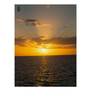 Póster Pôr do sol brilhante no oceano