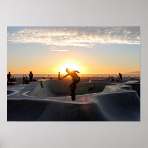 Póster Por do sol Cali Skateboarding do parque do skate