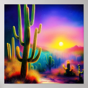 Poster Pôr do sol colorido no deserto