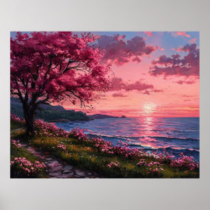 Poster Pôr do Sol Colorido Vibrante Sobre a Paisagem do R