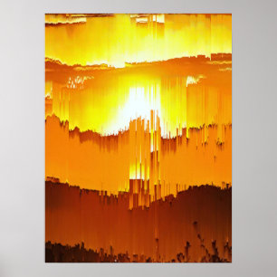 Poster Pôr do Sol com Falha Digital no Horizonte