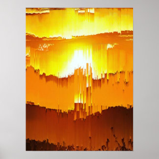 Poster Pôr do Sol com Falha Digital no Horizonte