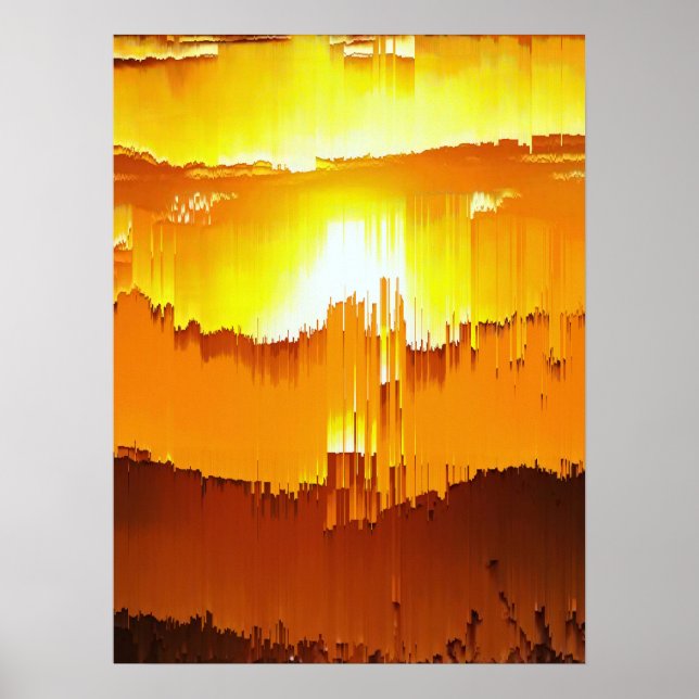 Poster Pôr do Sol com Falha Digital no Horizonte (Frente)