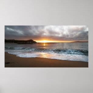 Póster Por do sol Costa do Pacífico de Monterey,