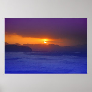 Póster pôr do sol costeiro