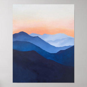 Poster pôr do sol da montanha minimalista