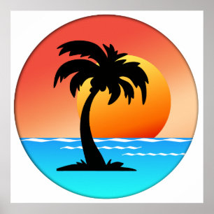Póster Por do sol da palmeira