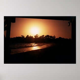 Póster pôr do sol da praia de goleta, papais noeis barbar