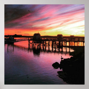 Póster Por do sol da praia de Hampton
