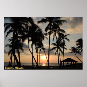 Poster - por do sol da praia de Havaí
