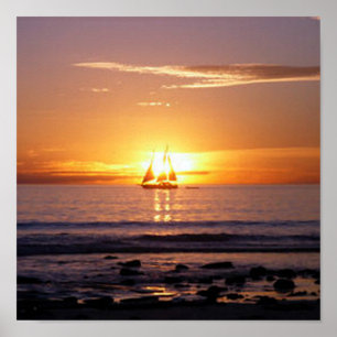 Póster Por do sol da praia do cabo