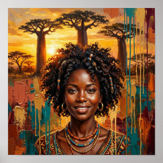 Poster Pôr do sol da Rainha Africana, Arte de Parede de M