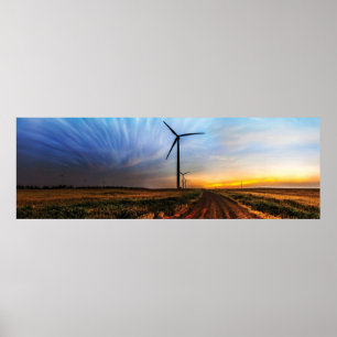 Poster Por do sol da turbina eólica