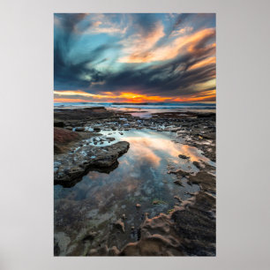 Póster Pôr do sol das poças da maré