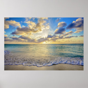 Poster Por do sol de Aruba sobre mar movente