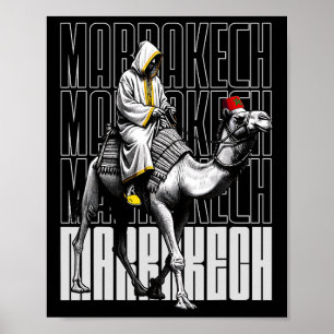 Poster Pôr do sol de camelo em Marrakech Marrocos Bandeir