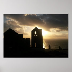 Poster Por do sol de Cornualha Inglaterra da mina de