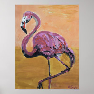 Poster Pôr do Sol de Flamingo Rosa Vibrante