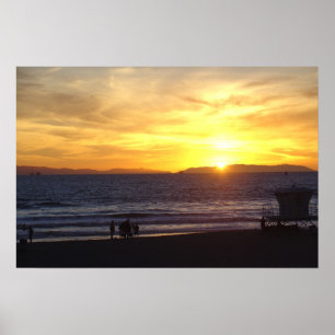 Poster Por do sol de Huntington Beach