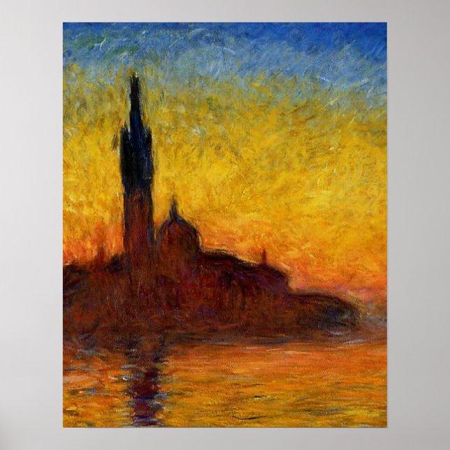 Poster Pôr do Sol de Monet Veneza Impressionismo Artístic (Frente)