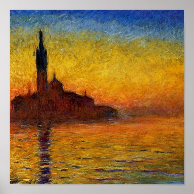 Póster Pôr do Sol de Monet Veneza Impressionismo Artístic (Frente)