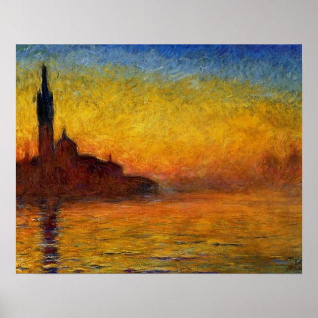 Poster Pôr do Sol de Monet Veneza Impressionismo Artístic (Frente)