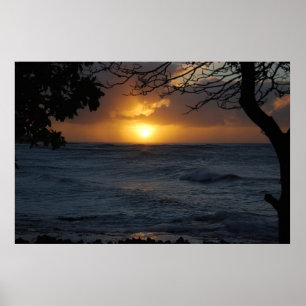 Póster Por do sol de Oahu