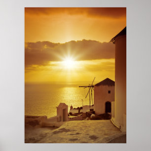 Póster Por do sol de Santorini