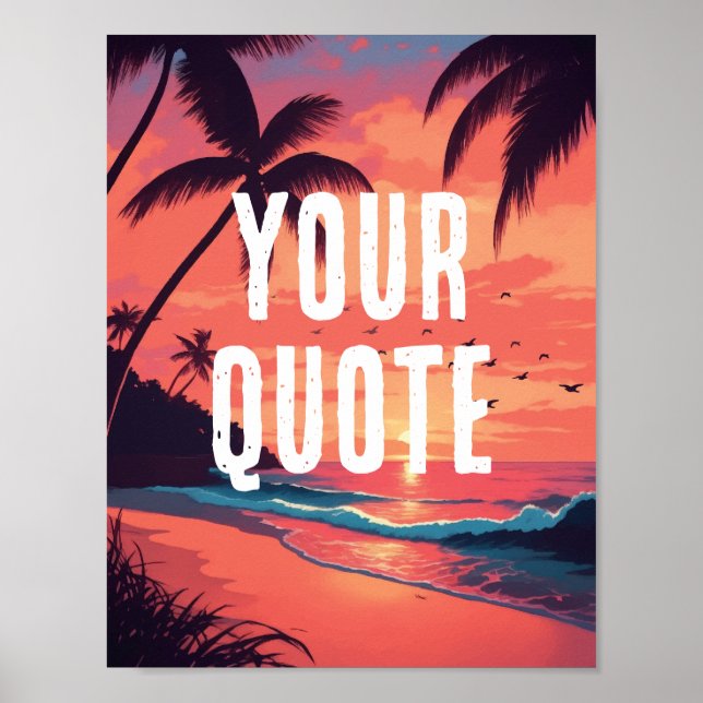 Poster Pôr do sol de verão na praia retrô (Frente)