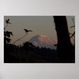 Póster Por do sol do Monte Rainier, Tacoma, WA