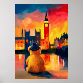 Poster Pôr do sol do ursinho de pelúcia de Londres no ref