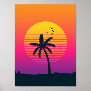 Poster Pôr do sol dos anos 80 