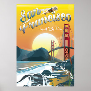 Póster Por do sol dourado pelo ar de San Fransisco