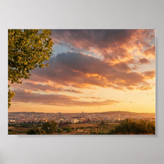Poster Pôr do Sol Dourado Sobre a Vista Panorâmica da Cid