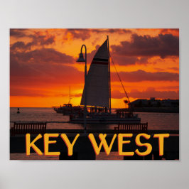 Póster Pôr do sol em Key West com barcos