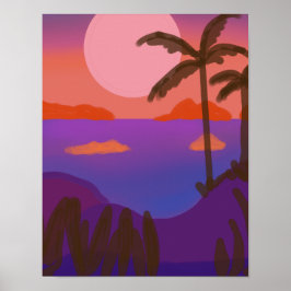 Poster Pôr do sol em lagoa isolada