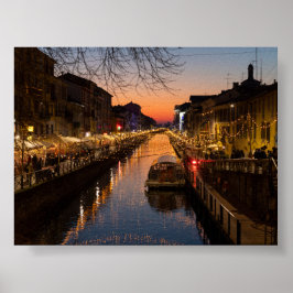 Poster Pôr do sol em Milano Naviglio