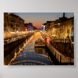 Poster Pôr do sol em Milano Naviglio