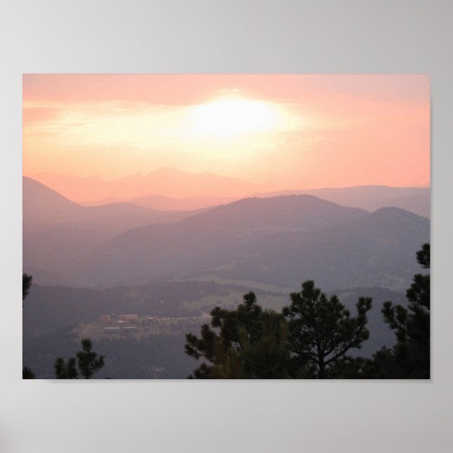 Póster Pôr do sol em montanhas 2 grandes (Frente)